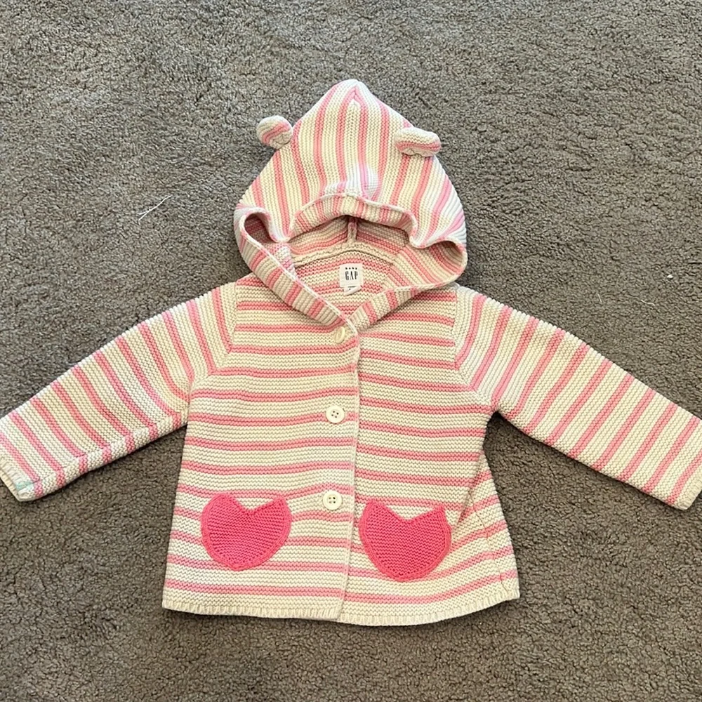 Baby Gap Pink Striped Sweater, 6-12 months - Picture 1 of 5
